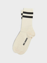 Mrs. Hosiery - Mrs. Sporty Premium Socks in White and Black Stripes