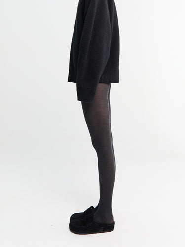 Mrs. Hosiery - Mrs Merino Ribbed Tights in Anthracite