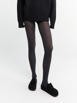 Mrs. Hosiery - Mrs Merino Ribbed Tights in Anthracite