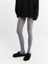 Mrs. Hosiery - Mrs Merino Ribbed Tights in Light Grey