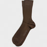 Mrs. Hosiery - Mrs. Silky Fine Ribbed Socks in Dark Chocolate