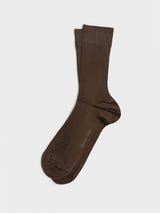 Mrs. Hosiery - Mrs. Silky Fine Ribbed Socks in Dark Chocolate