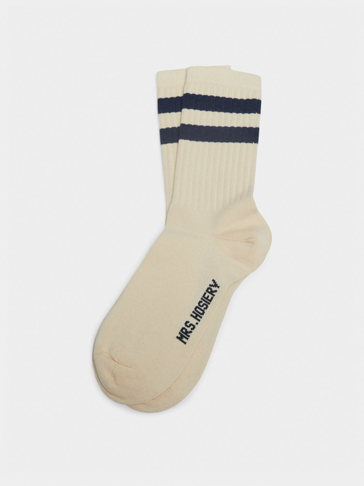 Mrs. Sporty Premium Socks in Off White and Navy Stripes
