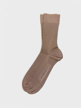 Mrs. Hosiery - Mrs. Silky Fine Ribbed Socks in Pigeon Hazelnut