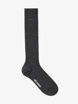 Mrs. Hosiery - Mrs Merino High Ribbed Socks in Dark Grey