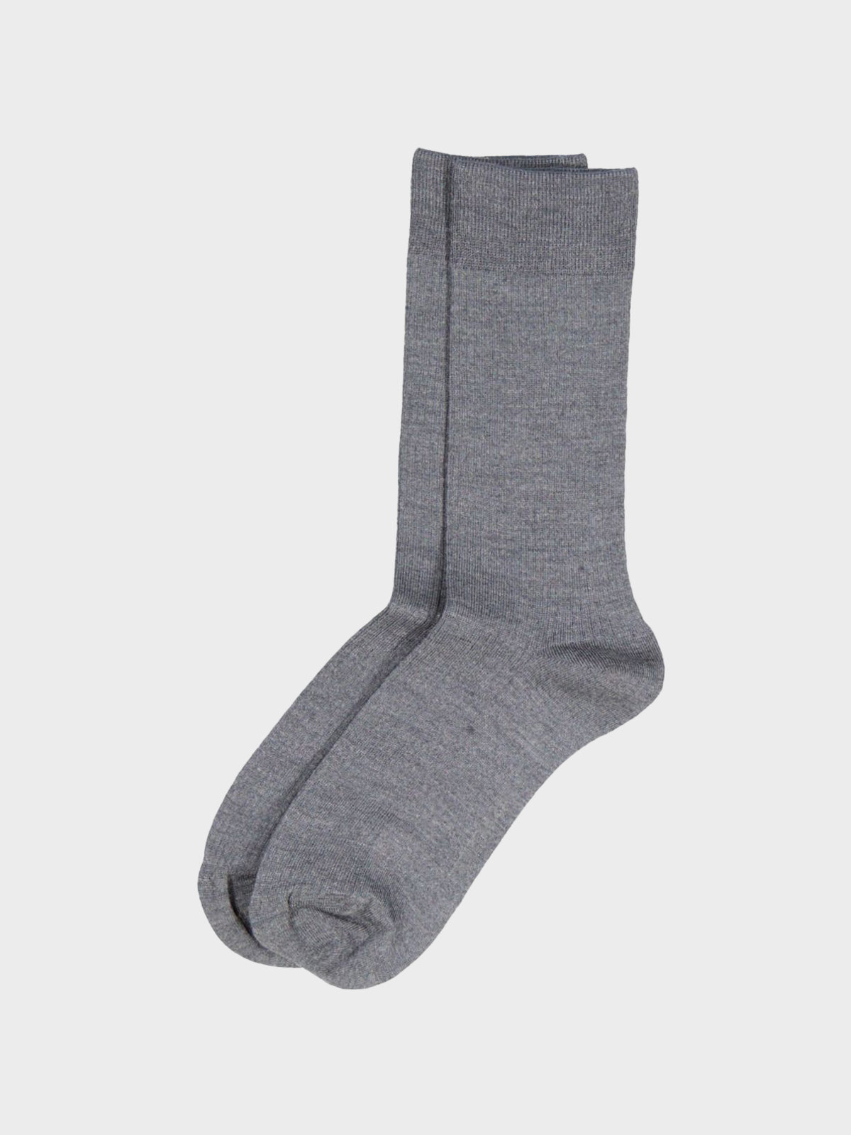 Mrs. Hosiery - Mrs Merino Fine Ribbed Socks in Light Grey