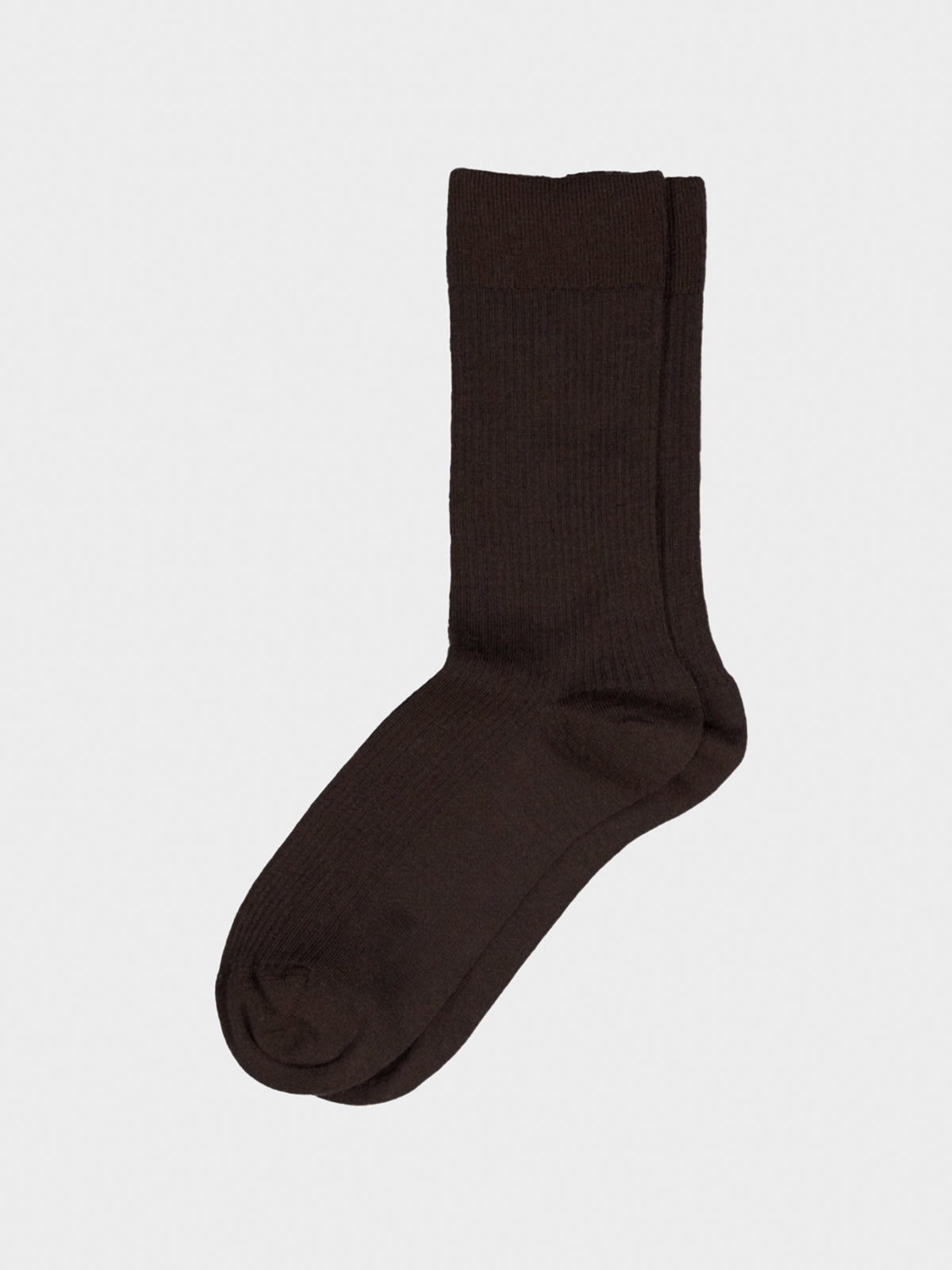 Mrs. Hosiery - Mrs Merino Fine Ribbed Socks in Dark Brown