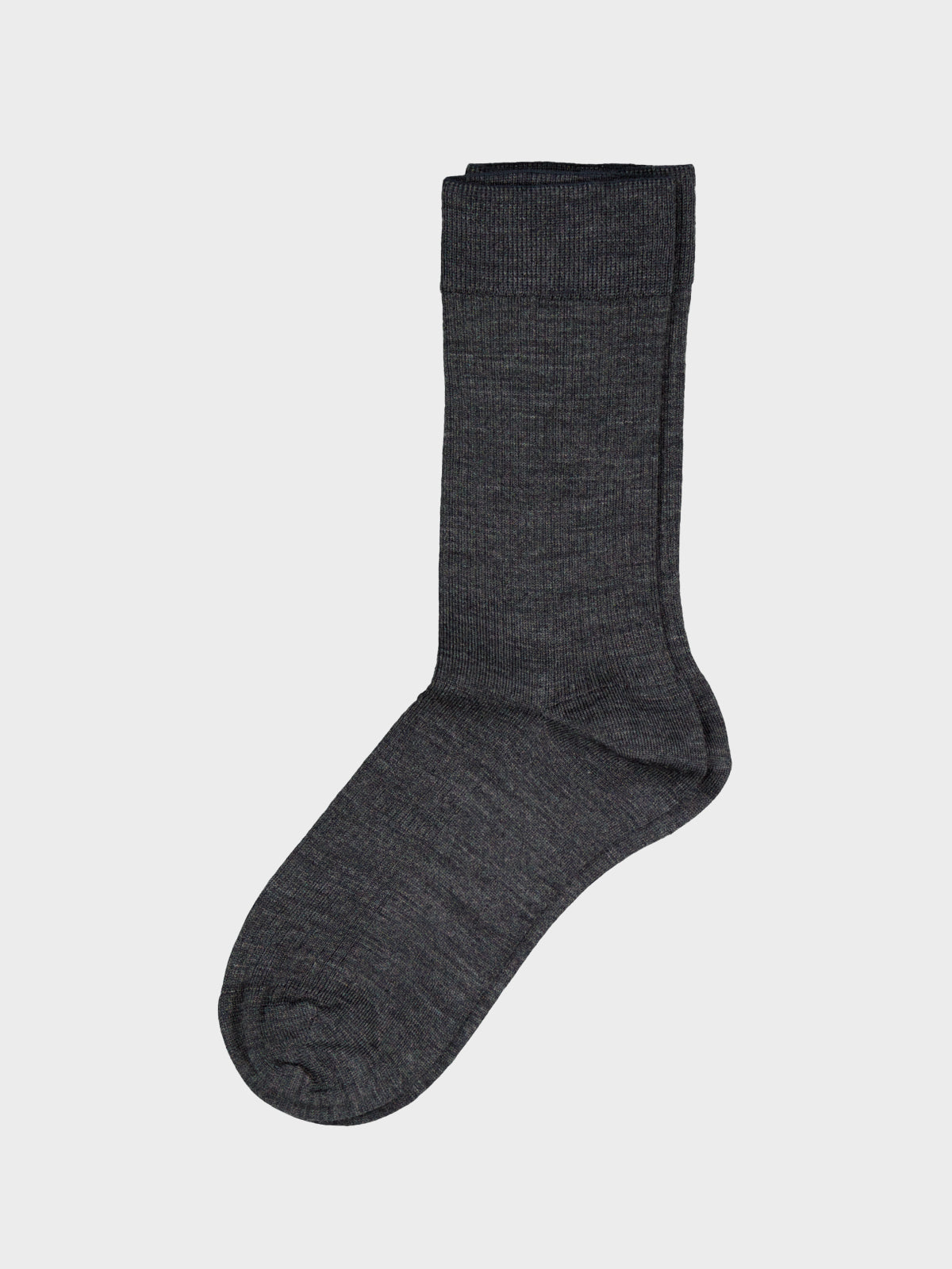 Mrs. Hosiery - Mrs Merino Fine Ribbed Socks in Dark Grey