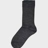 Mrs. Hosiery - Mrs Merino Fine Ribbed Socks in Dark Grey