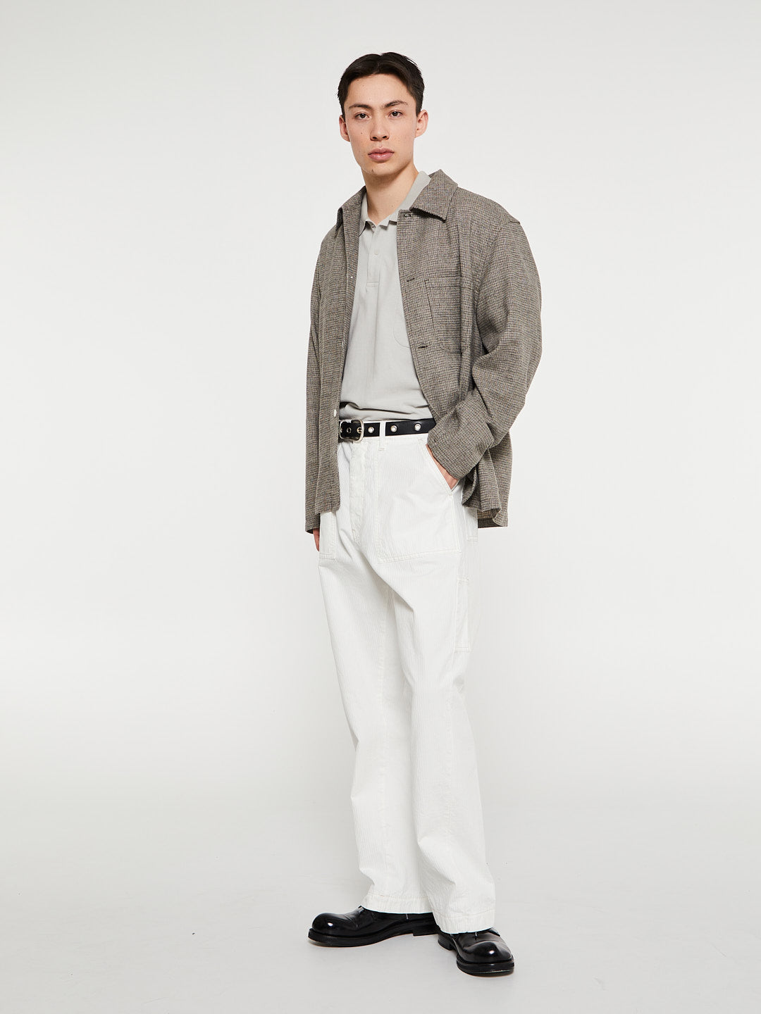 Shortsleeved Polo Shirt in Light Gray