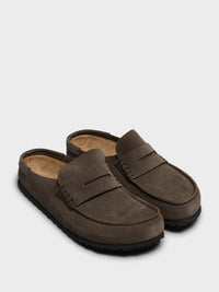 Birkenstock - Naples Narrow Wrapped Suede Leather Sandals in Concrete Gray