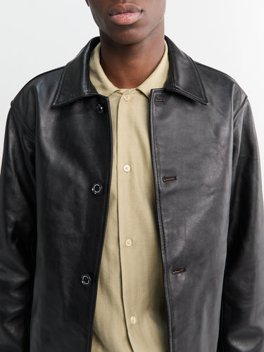 Neighborhood - Leather Car Coat in Black