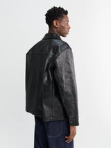 Neighborhood - Leather Car Coat in Black
