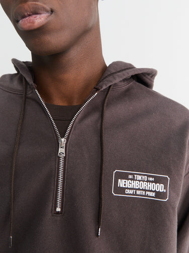 Neighborhood - Classic Half Zip Sweatshirt in Brown