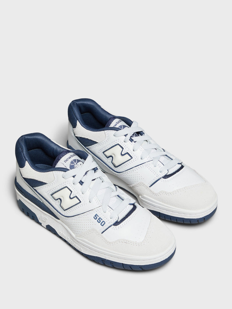 550 Sneakers in White and Navy