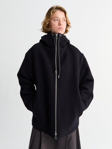Studio Nicholson - Etna Zip Through Hooded Jacket in Dark Navy