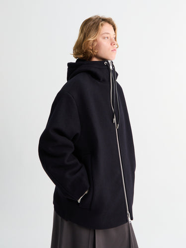 Studio Nicholson - Etna Zip Through Hooded Jacket in Dark Navy