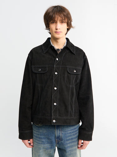 Studio Nicholson - Suede Trucker Jacket in Black