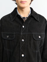 Studio Nicholson - Suede Trucker Jacket in Black