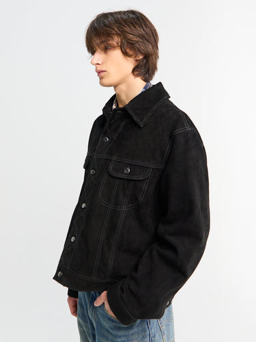 Studio Nicholson - Suede Trucker Jacket in Black