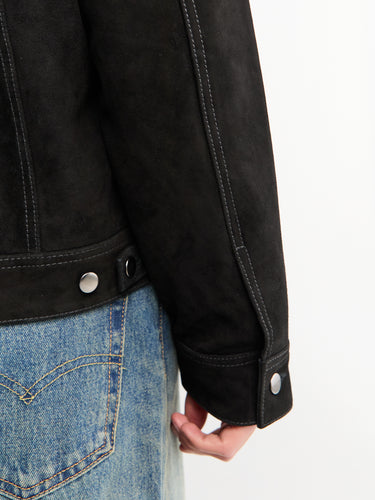 Studio Nicholson - Suede Trucker Jacket in Black