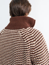 Studio Nicholson - Ribbed Zip Jumper in Chocolate Oatmeal Stripe