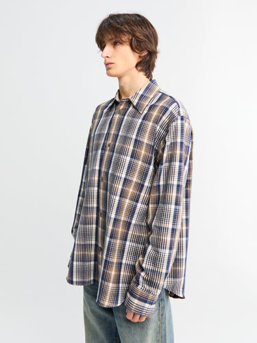 Studio Nicholson - Studio Nicholson x Aaron Levine View Shirt in Navy and Oatmeal
