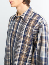 Studio Nicholson - Studio Nicholson x Aaron Levine View Shirt in Navy and Oatmeal
