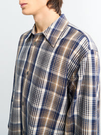 Studio Nicholson - Studio Nicholson x Aaron Levine View Shirt in Navy and Oatmeal