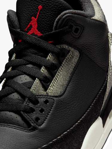 Nike - Air Jordan 3 x Levi's® Sneakers Black Denim in Black, White and Black-Gym Red