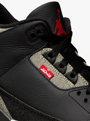 Nike - Air Jordan 3 x Levi's® Sneakers Black Denim in Black, White and Black-Gym Red