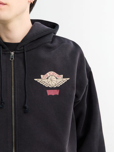 Jordan x Levi's Full-Zip Hoodie in Black, Pale Ivory and Gym Red