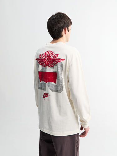 Jordan x Levi's Long-Sleeve T-Shirt in Pale Ivory, Black and University Red
