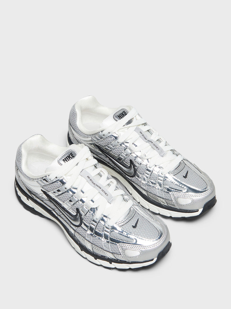 P-6000 Sneakers in Metallic Silver and Sail