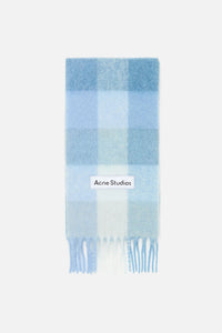 Acne Studios - Check Fringe Scarf in Light Blue, White and Powder Blue