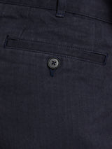 Noah - Double-Pleat Herringbone Pants in Navy