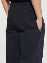 Noah - Double-Pleat Herringbone Pants in Navy