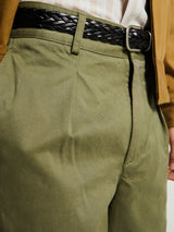 Noah - Single-Pleat Baggy Pant in Army Green