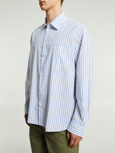 Noah - Oversized Poplin Shirt in White/Blue