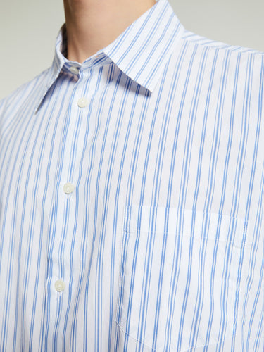 Noah - Oversized Poplin Shirt in White/Blue