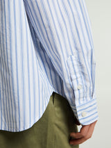 Noah - Oversized Poplin Shirt in White/Blue