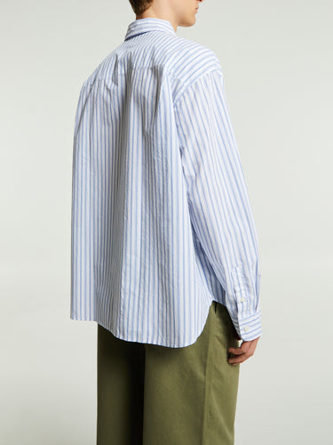 Noah - Oversized Poplin Shirt in White/Blue