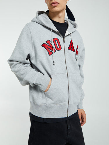 Noah - Arch Applique Zip Up Hoodie in Heather Grey