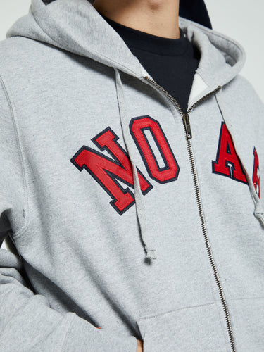 Noah - Arch Applique Zip Up Hoodie in Heather Grey