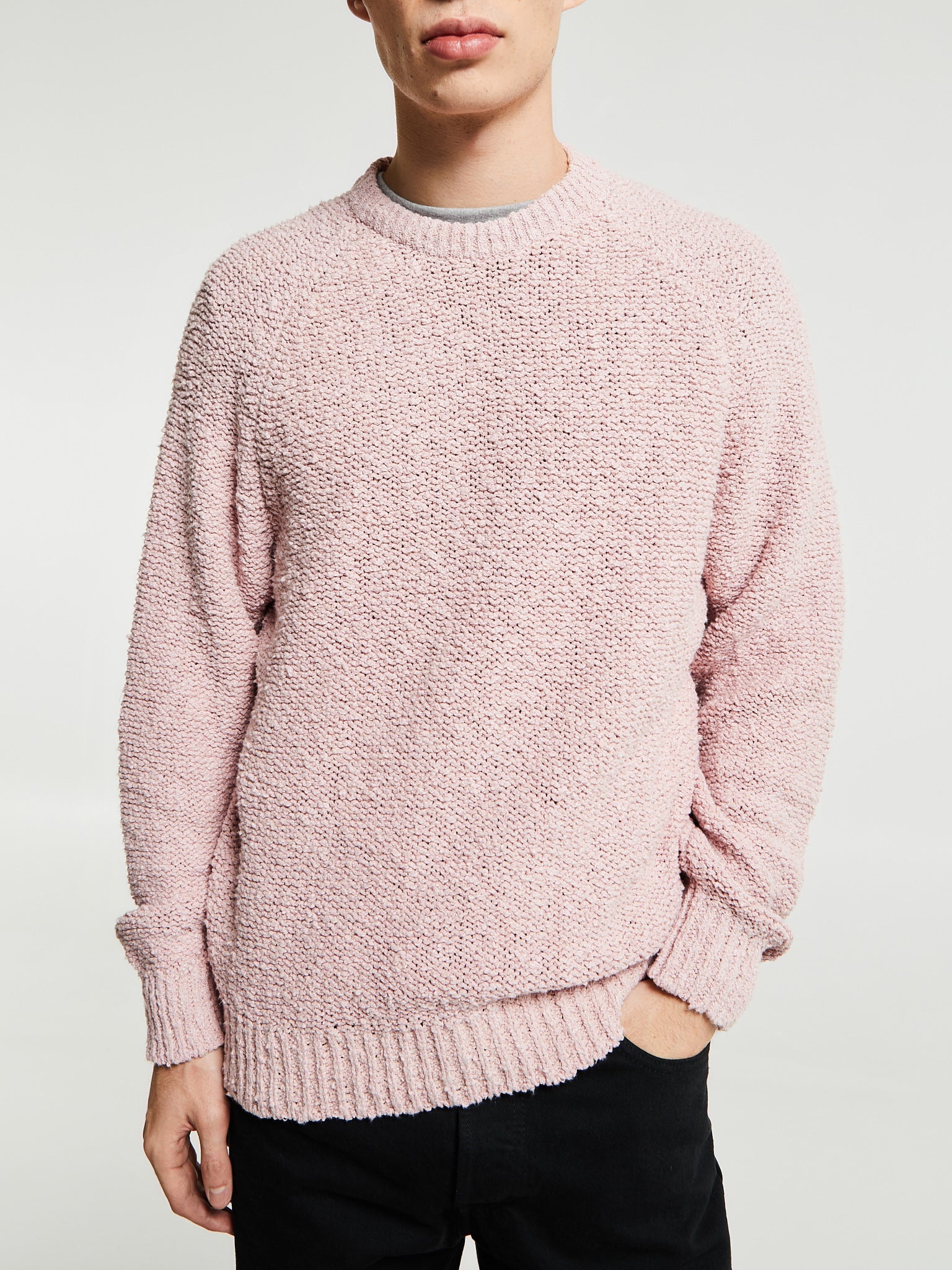 Noah - Popcorn Yarn Sweater in Pink