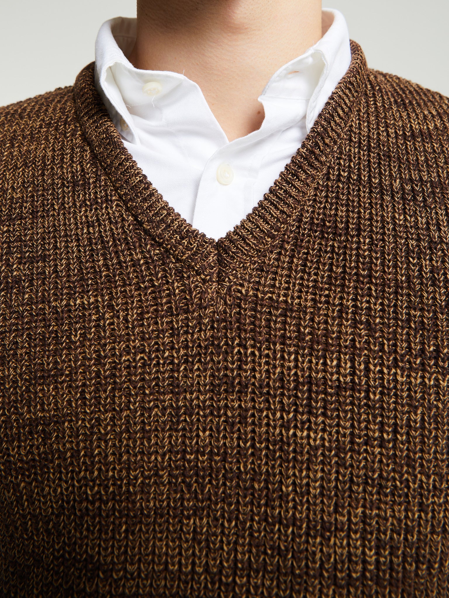 Noah - Twisted Yarn Sweater Vest in Tan/Brown