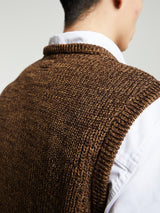 Noah - Twisted Yarn Sweater Vest in Tan/Brown