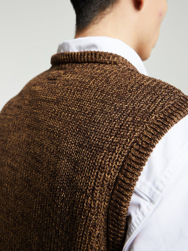 Noah - Twisted Yarn Sweater Vest in Tan/Brown