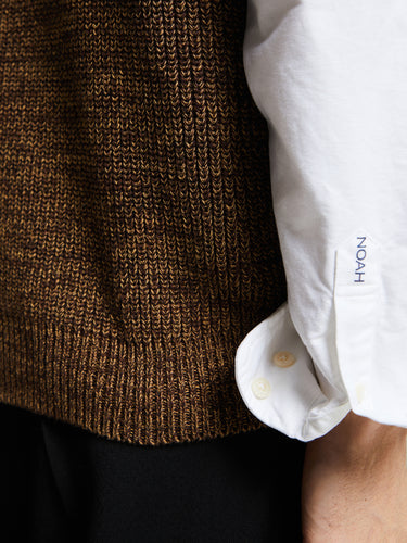 Noah - Twisted Yarn Sweater Vest in Tan/Brown
