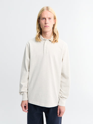Noah - Long Sleeve Pique Polo in Light Heather